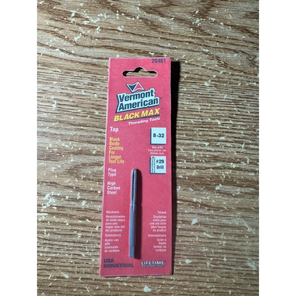 Vermont American Black Max Threading Tools Tap 8-32 #29 Drill #20461